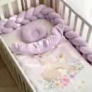 Set lenjerie pentru Patut Bebe din 6 piese Iepuras mov (5)